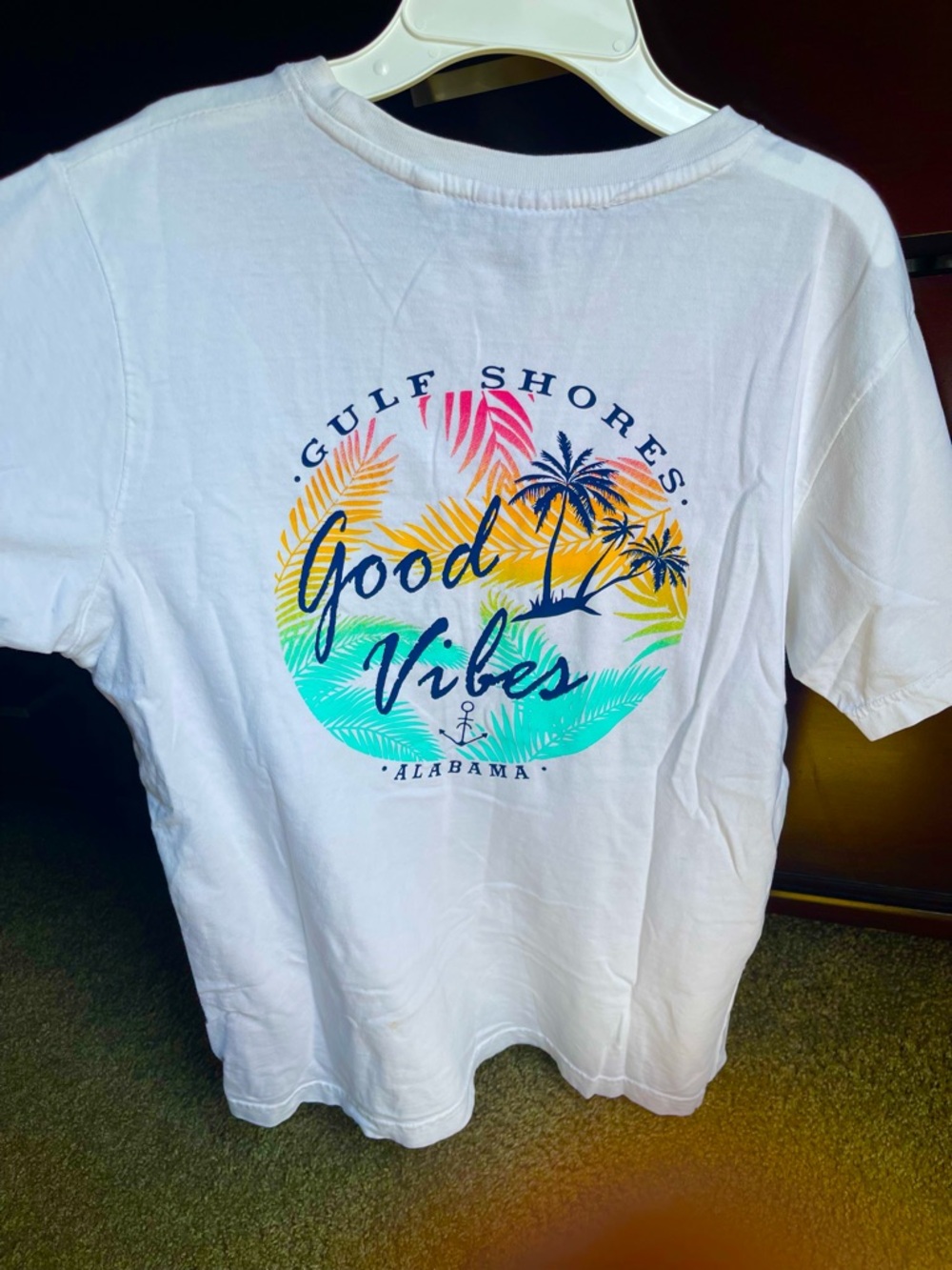 Gulf Shores Graphic Tee - White with Tropical print